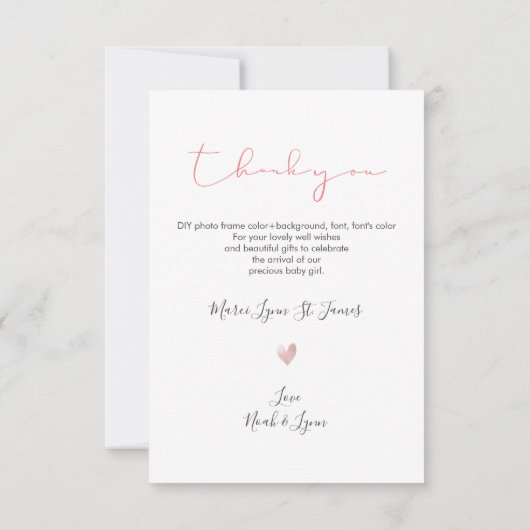 PixDezines Oh Baby shower Dank u voor uw DIY kleur Bedankkaart (Achterkant)