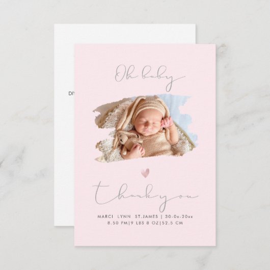 PixDezines Oh Baby shower Dank u voor uw DIY kleur Bedankkaart (Voorkant / Achterkant)