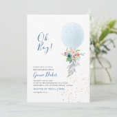 PixDezines Oh Boy Balloon Baby shower Kaart (Staand voorkant)