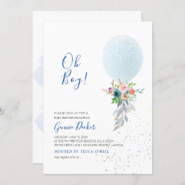 PixDezines Oh Boy Balloon Baby shower Kaart