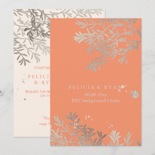 PixDezines Olijftakken/Faux Zilver/DIY Achtergrond Kaart (Voorkant / Achterkant)