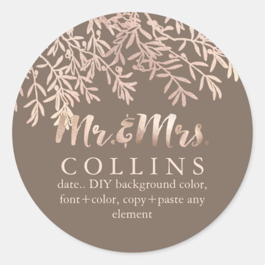 PixDezines Olijven/Faux Roos Goud/DIY achtergrond Ronde Sticker (Voorkant)