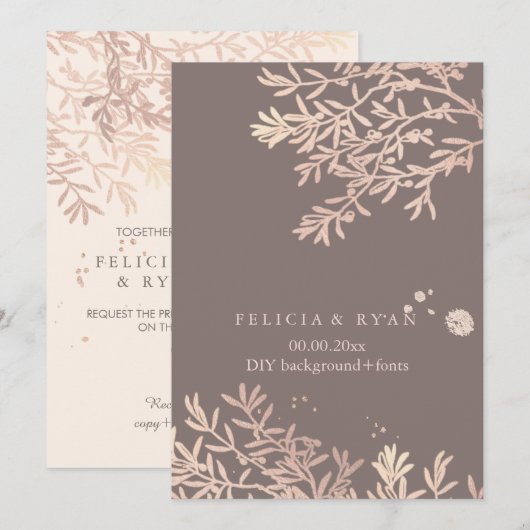 PixDezines Olive Branches/Roos Gold/DIY Bckgrnd Kaart (Voorkant / Achterkant)