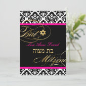 PixDezines Olivia Damask, Bat Mitzvah/DIY kleur Kaart (Staand voorkant)
