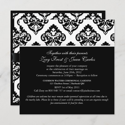 PixDezines Olivia Damask Kaart (Voorkant / Achterkant)