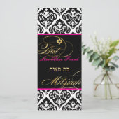 PixDezines olivia damast, Bat Mitzvah/ doe-het-zel Kaart (Staand voorkant)