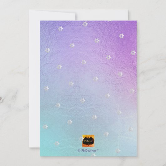 PixDezines Ombre Deep Blue Zee Bat Mitzvah Kaart (Achterkant)