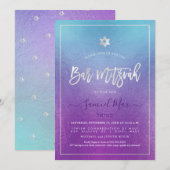 PixDezines Ombre Deep Blue Zee Bat Mitzvah Kaart (Voorkant / Achterkant)