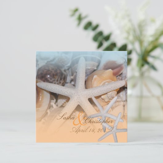 PixDezines onder het Zee, Starfish/Invitting Kaart (Staand voorkant)