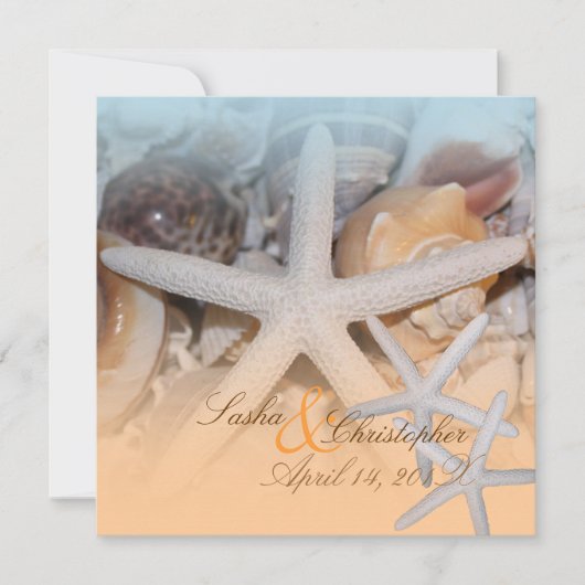 PixDezines onder het Zee, Starfish/Invitting Kaart (Voorkant)