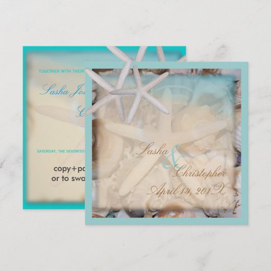 PixDezines onder het Zee, Starfish/Invitting Kaart (Voorkant / Achterkant)