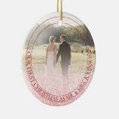 PixDezines Ons eerste kerstfeest, Roos Gold Glitte Keramisch Ornament (Rechts)