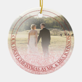 PixDezines Ons eerste kerstfeest, Roos Gold Glitte Keramisch Ornament