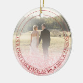 PixDezines Ons eerste kerstfeest, Roos Gold Glitte Keramisch Ornament (Links)