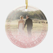 PixDezines Ons eerste kerstfeest, Roos Gold Glitte Keramisch Ornament (Voorkant)