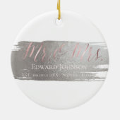 PixDezines Ons eerste kerstfeest, Roos Gold Glitte Keramisch Ornament (Achterkant)