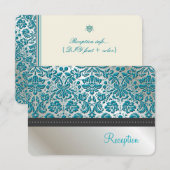 PixDezines-ontvangst/Barokke faux foil lace/blauwg Informatiekaartje (Voorkant / Achterkant)