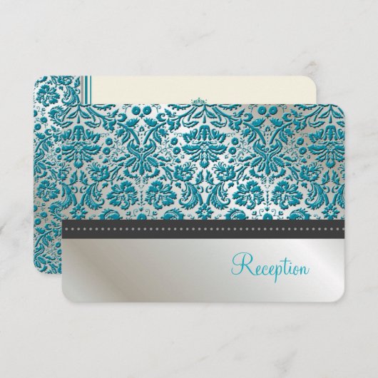 PixDezines-ontvangst/Barokke faux foil lace/blauwg Informatiekaartje (Voorkant / Achterkant)