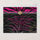 PixDezines-ontvangst/hot-roze zebra/bat mitzvah Informatiekaartje (Achterkant)