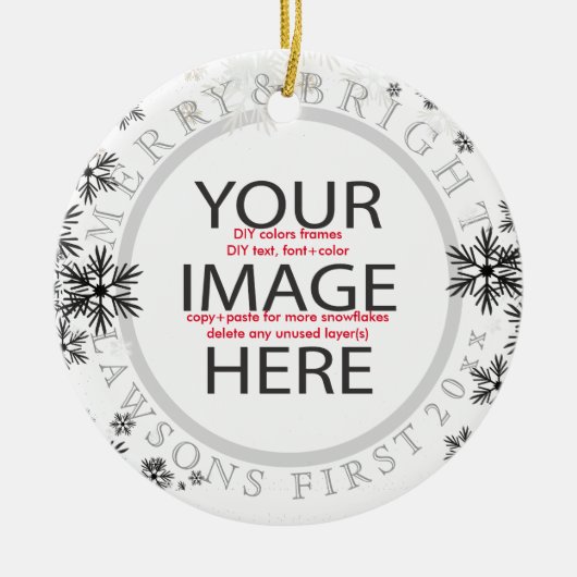 PixDezines onze eerste kerst/DIY kleuren Keramisch Ornament (Voorkant)