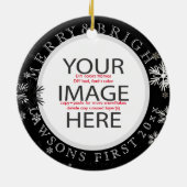 PixDezines onze eerste kerst/DIY kleuren Keramisch Ornament (Achterkant)