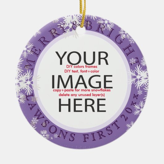 PixDezines onze eerste kerst/DIY kleuren Keramisch Ornament (Voorkant)