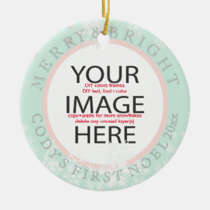 PixDezines onze eerste Kerstmisphoto/DIY kleuren Keramisch Ornament