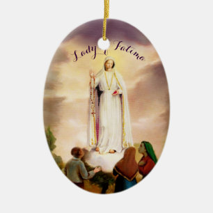 PixDezines Onze Lieve Vrouw van Fatima, tekst aanp Keramisch Ornament