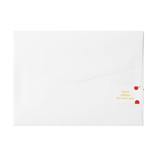 PixDezines oogverblindend goud+rood confetti/vakan Adreslabel Wikkel (Achterkant)