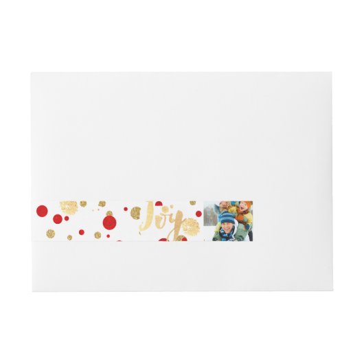 PixDezines oogverblindend goud+rood confetti/vakan Adreslabel Wikkel (Voorkant)