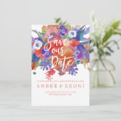 PixDezines Opslaan Datum/Bloemen Waterverf/Herfst Save The Date (Staand voorkant)