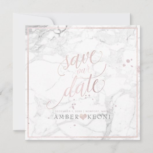 PixDezines OPSLAAN DATUM|BLUSH PINK FUN SCRIPT+MAR Save The Date (Voorkant)