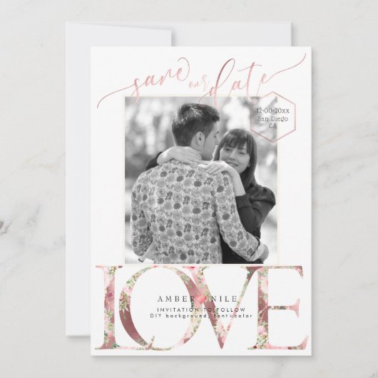 PixDezines Opslaan Datum/Botanica Liefde Save The Date (Voorkant)