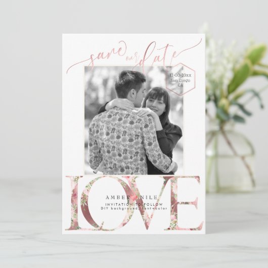 PixDezines Opslaan Datum/Botanica Liefde Save The Date (Staand voorkant)