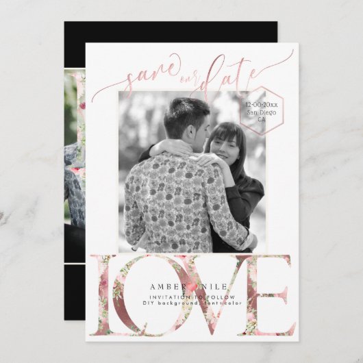 PixDezines Opslaan Datum/Botanica Liefde Save The Date (Voorkant / Achterkant)