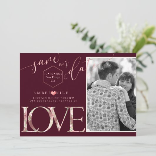 PixDezines Opslaan Datum/Botanica Liefde Save The Date (Staand voorkant)