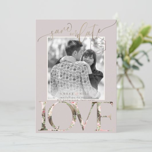 PixDezines Opslaan Datum/Botanica Liefde Save The Date (Staand voorkant)