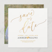 PixDezines Opslaan Datum/Faux Gold/DIY Achtergrond Save The Date (Voorkant / Achterkant)