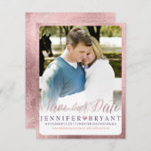 PixDezines Opslaan Datum/Faux Roos Goud Hart Save The Date (Voorkant / Achterkant)