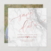PixDezines Opslaan Datum/Faux Roos Goud/Wit Marmer Save The Date (Voorkant / Achterkant)