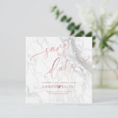 PixDezines Opslaan Datum/Faux Roos Goud/Wit Marmer Save The Date (Staand voorkant)