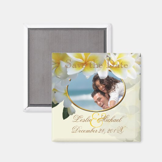 PixDezines Opslaan Datum, Plumeria Lei Magneet (Voorkant / Achterkant)