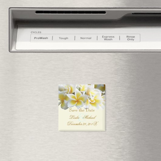 PixDezines Opslaan Datum, Plumeria Lei Magneet (Insitu (Vaatwasser))