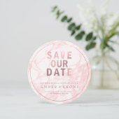 PixDezines Opslaan Datum/Roos Goud/Roze Marmer Save The Date (Staand voorkant)