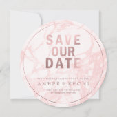 PixDezines Opslaan Datum/Roos Goud/Roze Marmer Save The Date (Voorkant)