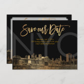 PixDezines/Opslagdatum/Faux Gold/NYC Aankondigingskaart (Voorkant / Achterkant)