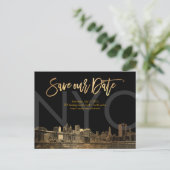 PixDezines/Opslagdatum/Faux Gold/NYC Aankondigingskaart (Staand voorkant)