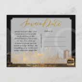 PixDezines/Opslagdatum/Faux Gold/NYC Twin Tower Aankondigingskaart (Achterkant)