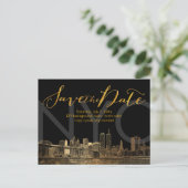 PixDezines/Opslagdatum/Faux Gold/NYC Twin Tower Aankondigingskaart (Staand voorkant)