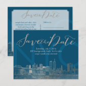 PixDezines/Opslagdatum/Faux Silver/NYC Twin Tower Aankondigingskaart (Voorkant / Achterkant)